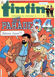 Couverture de Nouveau Tintin 452 en France et du numro 19/84 en Belgique
