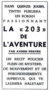 Anonce dans Tintin 47 en 1953