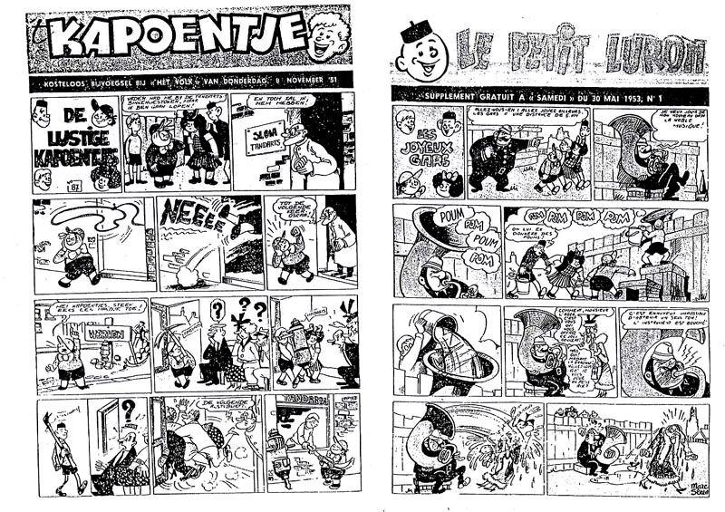 Premier no en tant que suppl�ment (Het Volk) et premier no du pendant francophone Le petit Luron (Samedi)