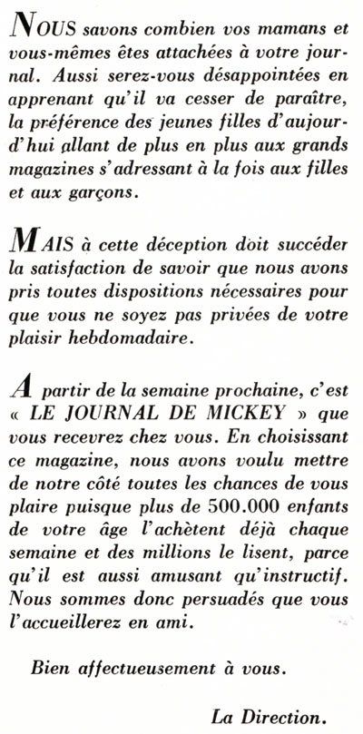 Annonce de la fin de la revue