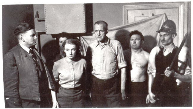 Greta Tomlinson - Frank Hampson, Joan Porter (dans l'ombre), Greta Tomlinson, Robert Hampson, Harold Johns et Eric Eden - photo du site frankhampson.co